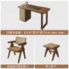 Nueva Mesa de Té para Balcón Estilo Chino con Bandeja de Té de Piedra Almacenamiento de Tetera Soporte para Té Mesa Pequeña para el Hogar Madera Maciza Mesa Simple para Preparar Té