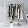 Estante de exhibición simple para tienda de ropa, perchero para exhibir ropa de hombre y mujer, perchero móvil de barra horizontal, poste para ropa con polea