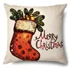 Productos para el Hogar Transfronterizos Amazon Funda de Almohada Navideña Papá Noel Árbol Sofá Funda de Almohada de Lino Funda de Almohada