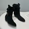Zapatos de mujer europeos 2026 otoño nuevo estilo piel genuina punta fina tacón grueso botines versátiles botas Martin para mujer
