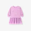 Vestido de Outono com Mangas Longas para Meninas Little Maven, Vestido Infantil de Tela com Coelhinho Fofo, Vestido Moletom Infantil Europeu e Americano