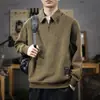 Nueva colección de primavera: sudadera de peso pesado con cuello para hombre, top de punto retro de manga larga con media cremallera, tendencia primavera/otoño 2026