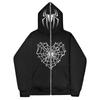 Sudadera con capucha Y2K para mujer, estilo urbano, con estampado de telaraña y cremallera, deportiva para hombre