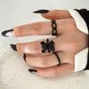 Anillo de Mariposa con Personalidad de Moda Traje de 3 Piezas Estilo Ins Oso Tridimensional Anillo Hueco de Amor Traje de Anillo de Aleación