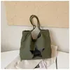 Bolso de hombro de lona con estampado de estrellas de gran capacidad, nuevo bolso tote casual para mujer, bolso de mano para compras, comercio exterior transfronterizo