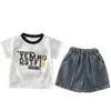 Ropa Infantil Niños Conjunto de Verano 2026 Nueva Ropa de Verano para Bebé Guapo Letra Manga Corta Ropa de Verano para Niño Moderna