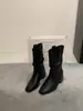 2026 Botas Western de Cano Médio Pontudas Dobradas Empilhadas com Salto Grosso Botas Martin Moda Preguiçosa Ocidental Cowboy Femininas
