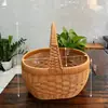 Cesta de almacenamiento antideslizante, cesta de compras portátil, cesta de picnic para exteriores, cesta de almacenamiento con tapa, cesta de regalo, cesta de comestibles, cesta de frutas