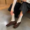 Zapatos de ballet planos elásticos de estilo coreano retro únicos para mujer, modernos zapatos Mary Jane de cuero simples de otoño e invierno