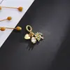 Nuevo Colgante de Hilo Dorado, Hojas Tropicales, Colgante de Piña y Pez, Incrustado con Joyería de Piedras Preciosas de Esmalte Colorido