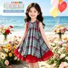 Vestido para Niñas 2026 Nuevo Estilo Verano Infantil Moda Cuadros Sin Mangas para Niños Mayores Vestido de Verano de Lunares