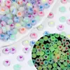 4*7mm Contas Coloridas Acrílicas Luminosas de Letras Coração Soltas Contas para DIY Acessórios de Joias Fio para Miçangas Artesanais Materiais para Enfiamento