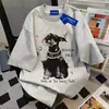 Camiseta de Manga Corta con Estampado de Cachorro Graffiti Divertido de Verano para Mujer, Tops Casuales Modernos Estilo Ins Americano Algodón Puro para Parejas Hombres