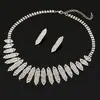 Juego de joyería estilo coreano al por mayor colgante de pedrería cadena para suéter collar largo de cristal aretes al por mayor N189