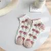 Calcetines de Cristal para Mujer, Seda de Vidrio, Calcetines Cortos Rosas Finos de Tul para Verano, Lindos Calcetines Transparentes de Malla con Encaje