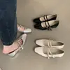 Zapatos Mary Jane Plateados Estilo Francés 2026 Nuevos de Primavera Zapatos Planos de Gama Alta Elegantes Zapatos de Noche Zapatos de Cuero de Tacón Bajo
