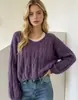 Suéter de punto grueso liso con cuello en V para mujer de comercio exterior de Amazon, nuevo suéter informal de otoño holgado
