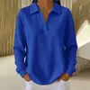 Otoño 2026 Nueva Moda Femenina Europea y Americana Camisa Blusa de Color Sólido con Cuello en V Casual para el Trabajo Camisa Holgada