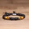 Xiyin Temu Pulsera Nueva Piedra Ojo de Tigre Ágata Musgoso Natural Pulsera Tejida a Mano Pulsera Ajustable Mayoreo