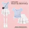 Conjunto de Dos Piezas para Niñas Verano 2026 Diseñador Manga Corta Moda Dulce Mediano y Grande Pastel en Capas Falda Conjunto de Dos Piezas Tendencia
