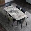 Mesa de jantar em ardósia, minimalista moderna de luxo leve, adequada para casas pequenas, mesa e cadeiras de jantar retangulares de alto padrão brilhantes