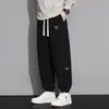 Calça de moletom pesada para homens, nova tendência primavera e outono 2025, solta, casual, retalhos, espessada, calça jogger esportiva