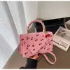 Bolsa de Mão Fresca e Simples com Estampa de Cereja para Mulheres, Nova Bolsa Transversal Tendência Estilo Coreano 2026, Bolsa Quadrada Pequena Estilosa e Doce