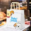 Bolsa de Embalaje para Pastelería Bolsa de Papel para Llevar Postres Bolsa de Papel Kraft Bolso de Mano Logo Impreso Comercial