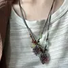 Collar de Uva Dopamina de Verano Colorido Frutal y Dulce para Mujer Collar de Cuerda Trenzada Morada Cadena de Clavícula Simple y Fresca