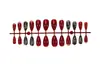 24 Piezas de Uñas Postizas Rojas con Forma de Almendra y Flores de Pedrería, Populares en Europa y América, Piezas de Nail Art Disponibles para Venta al por Mayor