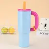 Taza de Hielo Portátil para Exteriores de Acero Inoxidable Dopamina 304, Termo de Gran Capacidad con Asa de Popote y Asa para Transportar