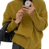 Suéter de cuello alto holgado y suave de color sólido con cuello alto estilo perezoso para otoño e invierno, top de punto interior para mujer