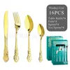 Cuchillo, Tenedor y Cuchara de Acero Inoxidable de Venta Caliente Transfronteriza, Juego de Cubiertos de 16 Piezas Estilo Occidental, Modelo Nuevo, Empaque en Caja de Color con Ventana Verde, Venta al por Mayor