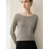 Suéter Pulóver de Cuello Redondo de Cachemira Pura Nuevo Otoño e Invierno para Mujer Ajuste Delgado Prenda Base de Punto Top Simple Versátil