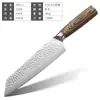Cuchillo de Chef de Acero Inoxidable para el Hogar, Cuchillo Santoku, Juego de Cuchillos para Frutas con Mango de Madera de Colores y Hoja de Acero Martillado, Cuchillo para Rebanar