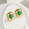 Jóias Antigas Médias Aço Inoxidável 18K Ouro Hexágono Brincos Brincos Femininos Ins Retro Estilo Literário Brincos Femininos de Luxo Leve