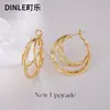 Pendientes de Aro Lisos Multicapa Mismo Estilo que Zhao Lusi para Mujer, Nuevo Modelo Popular con un Toque de Lujo, Pendientes de Aro Dorados para Otoño e Invierno