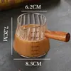 Copo de Leite de Vidro com Cabo de Madeira, Copo Medidor de Café, Copo de Extração, Mini Copo de Leite para Café, Copo de Leite, Copo de Onça, Mini Jarra de Leite