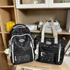 Nova mochila escolar azul para meninas, alto valor estético, bolsa de ombro com múltiplos compartimentos, conjunto de duas peças para alunos do ensino fundamental (3º ao 5º ano)