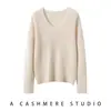 Suéter 100% cachemira pura para mujer, cuello en V, jersey otoño/invierno, suéter de punto, suave y cómodo, corte ajustado, favorecedor y adecuado como capa interior