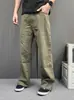 Pantalones de trabajo retro estilo japonés para hombre, de color marrón, con patas curvas, hechos de lona pesada, corte holgado, pierna ancha, adecuados para primavera y otoño, pantalones largos casuales y versátiles
