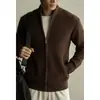Cárdigan de punto texturizado con cuello alto y cremallera, mezcla de algodón italiano, calibre 14, para hombre, Otoño/Invierno 2026, Chaqueta Casual Perezosa