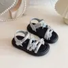 Zapatos de Playa Calados con Punta Abierta para Niñas 2026 Primavera/Verano Nuevos Zapatos de Princesa con Encaje Floral Romanos de Suela Suave Modernos