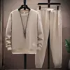 Traje deportivo juvenil de moda nacional para hombre, primavera y otoño, suéter pesado de gofre, pantalones de chándal, talla grande, conjunto a juego para hombre