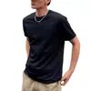Atacado do Fabricante Verão Masculino Simples Cor Sólida Versátil Slim-Fit Manga Curta Gola Pequena Camiseta Esportiva Top