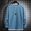 Suéter Waffley para Hombre Primavera y Otoño Camiseta de Manga Larga Diseño de Peso Pesado Sentido del Diseño Camiseta Falsa de Dos Piezas Marca de Moda Camisa Básica Holgada