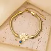 Nueva Moda Cadena Hueso de Serpiente Acero de Titanio Flor de Cuatro Hojas Pulsera Pulsera para Mujer Sencilla Celebridad Cibernética Ojos de Diablo Acero Inoxidable