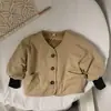 Conjunto infantil, ropa de bebé estilo coreano, colección otoño/invierno, forrado de forro polar y engrosado, ropa exterior unisex para bebé, ropa infantil otoño/invierno