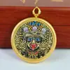 Tíbet Qinghai Regong Pintado a Mano Puro Zakiram Amarillo Negro Verde Madre Farmacéutica Buda Negro Grande Marca Pequeño Thangka