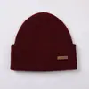 Venda Direta do Fabricante, Dropshipping Disponível, Gorro de Lã Pura de Camada Dupla, Gorro de Tricô Grosso de Cor Sólida para o Inverno Unissex